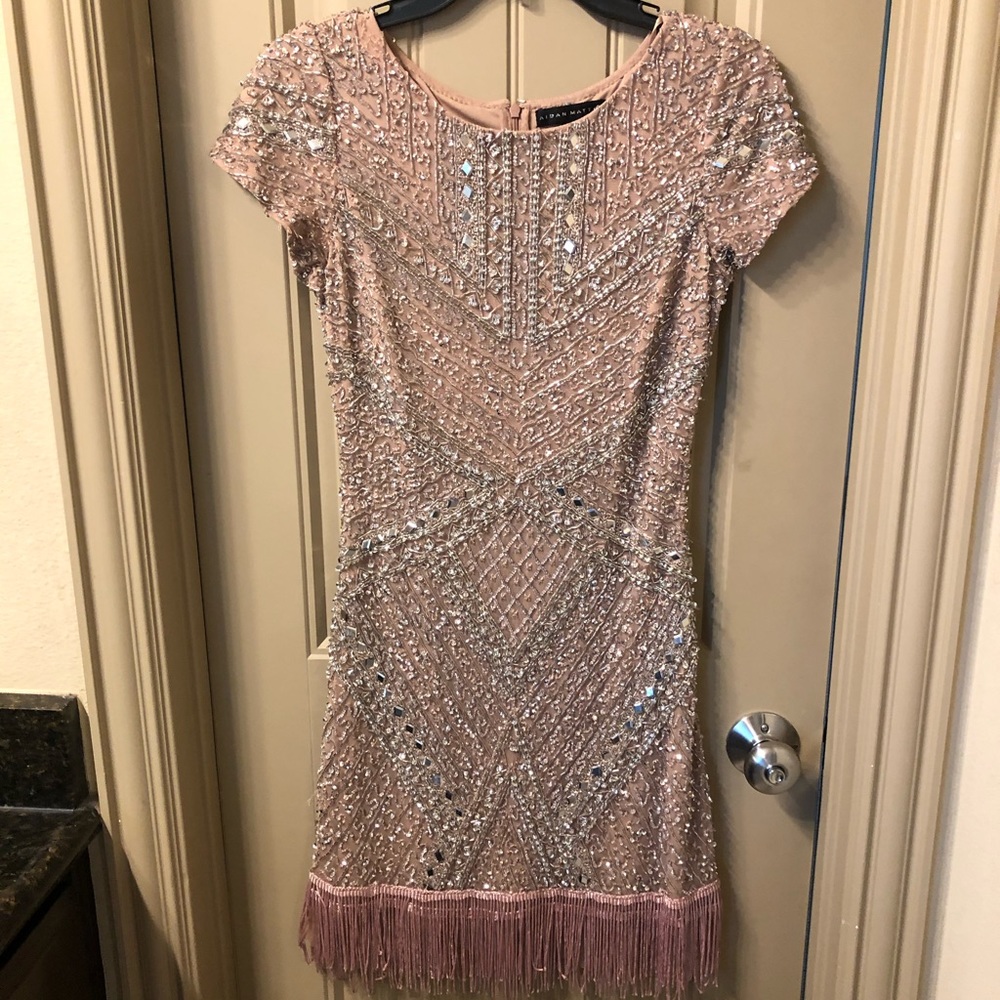Used mini beaded dress with fringe